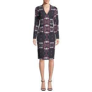 Black Halo Mindy Long-Sleeve Printed Sheath Dress